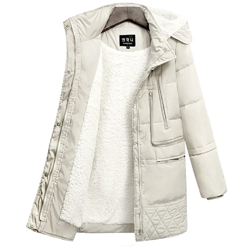 Diwish White Duck Down Jacket Women Hooded Long Warm Thick Flocking Feather Coat Plus Size 2019 Ladies Casual Snow Outwear