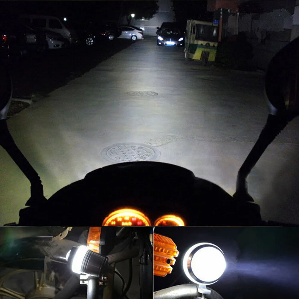 2 шт. Универсальный водонепроницаемый черный U3 светодиодный светильник для мотоцикла головной светильник для двигателя Точечный светильник с синим желтым белым красным ангельским глазом U3 светильник
