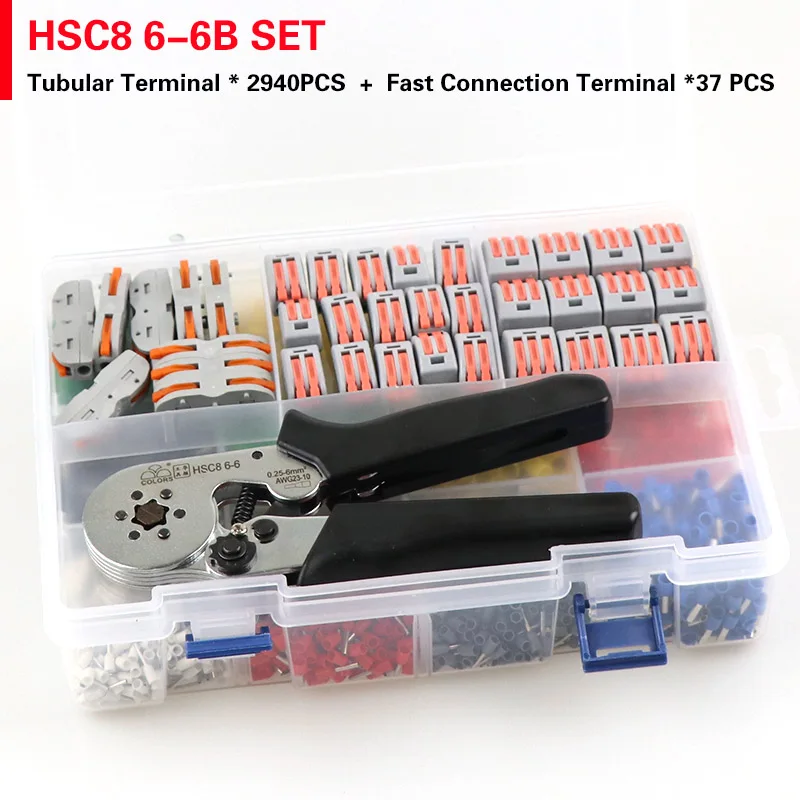 Цветные обжимные плоскогубцы, инструмент hsc8 6-6-4, щипцы kablo kesici, обжимные инструменты, плоскогубцы, кусачки для проводов, набор alicate crimpador alicates - Цвет: HSC8 6-6B SET