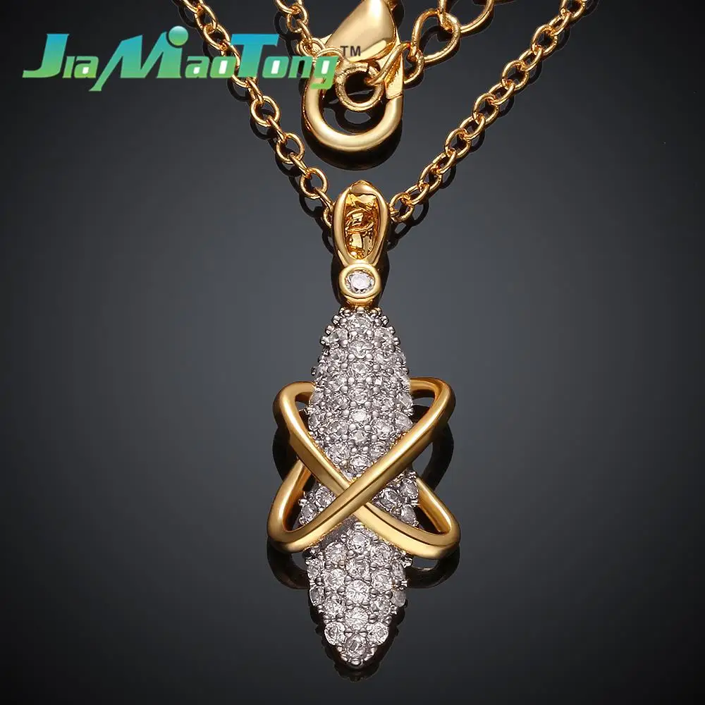 New Gold Plating Teardrop shaped Pendant Zircon Necklace European