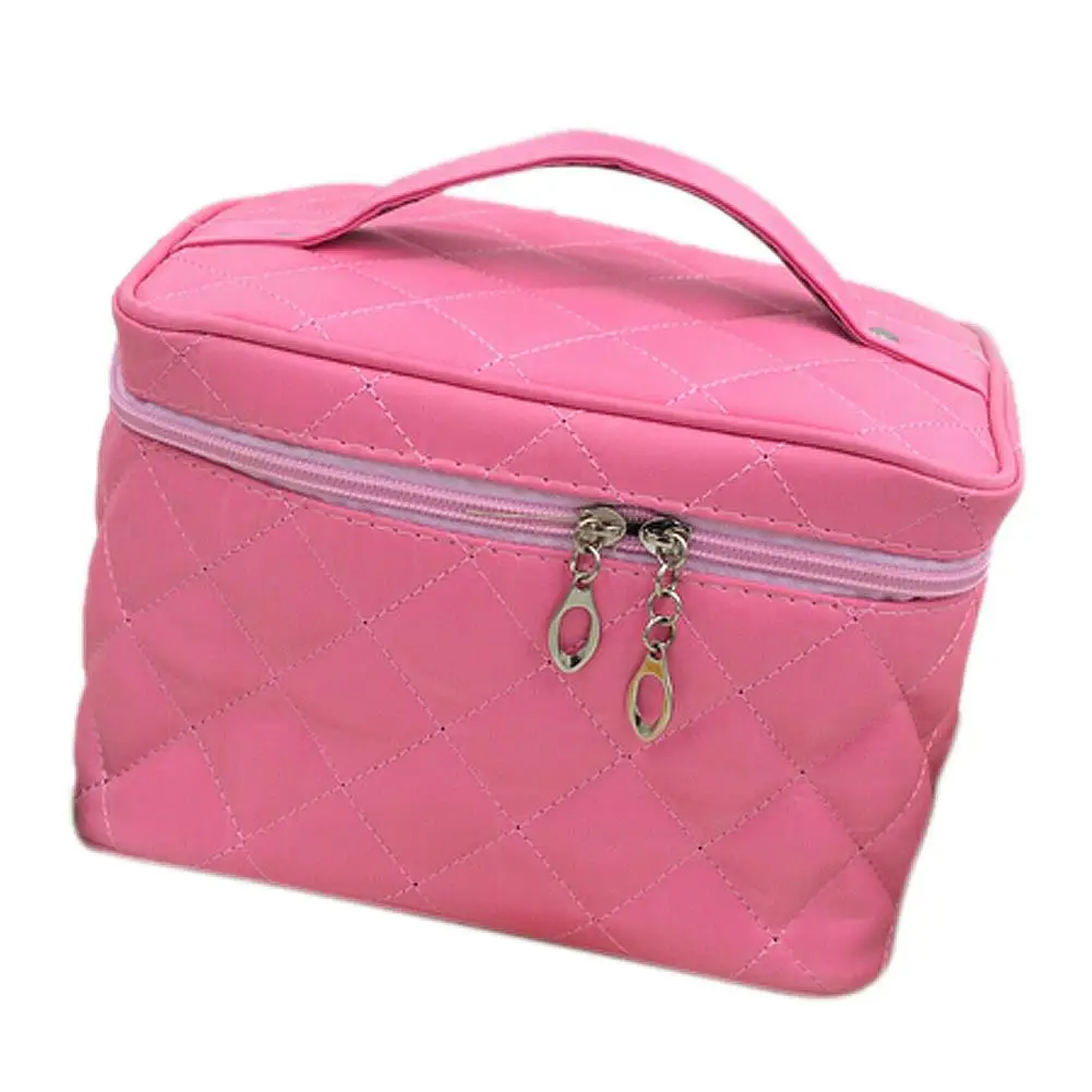 Wholesale 5* ( Zipper Cosmetic Storage Make up Bag Handle Train Case