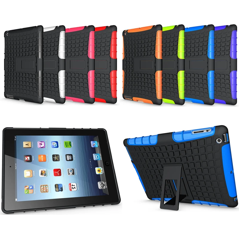 

Premium Armor Stand Case for iPad 2 3 4 Cover funda Capa Para Coque,Hybrid TPU+PC Back Cover for Apple iPad 2 3 4 Case 9.7"inch