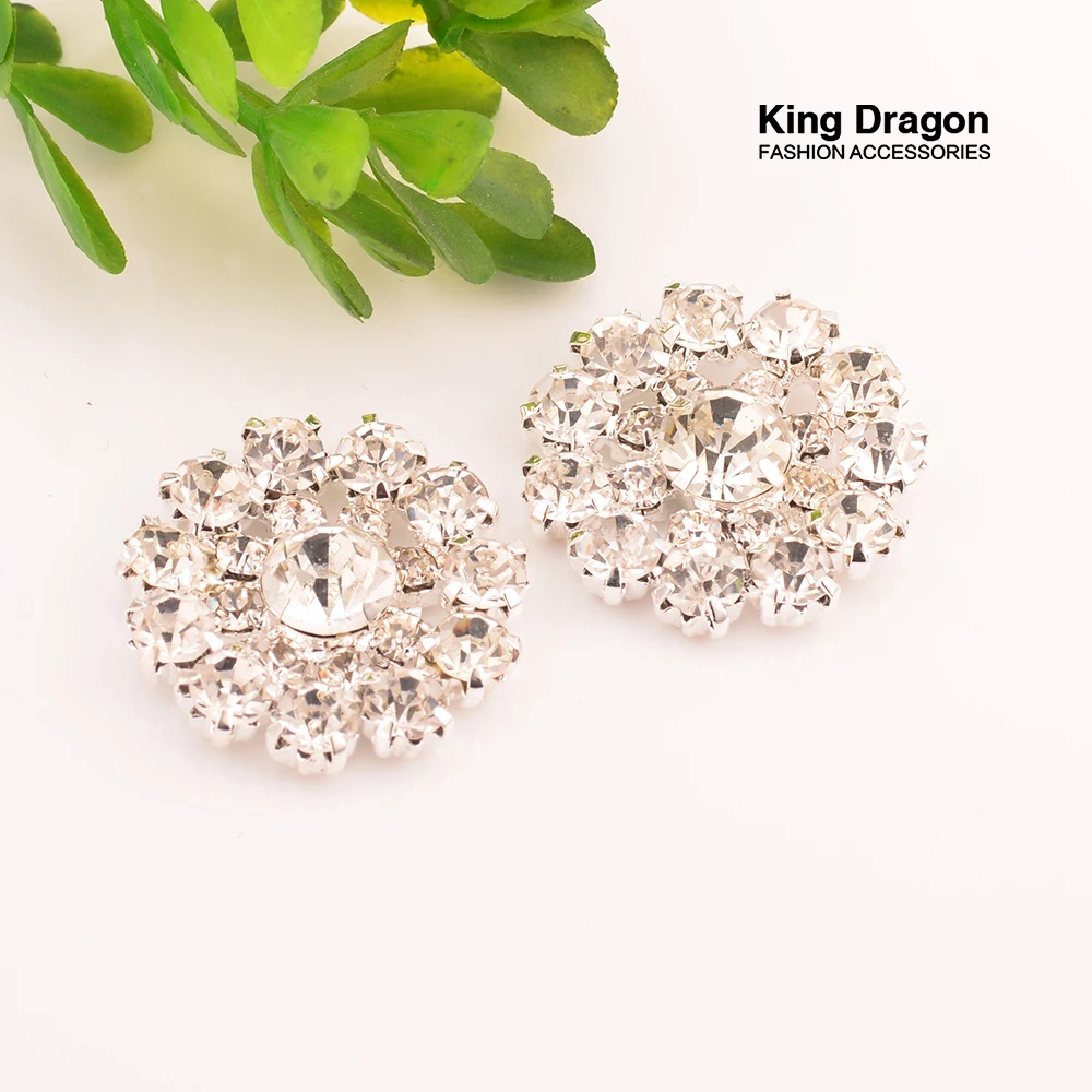 

Rhinestone Button Used On Flower Center or Invitation 25MM 100PCS/Lot Flat Back Silver Color KD56