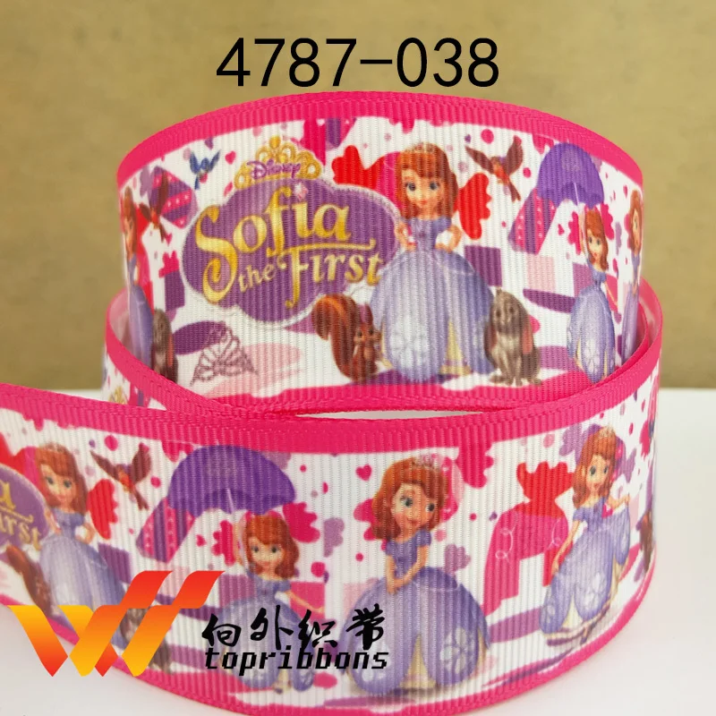 Free shipping 50 yard per size sofia the first ribbon printed grosgrain
