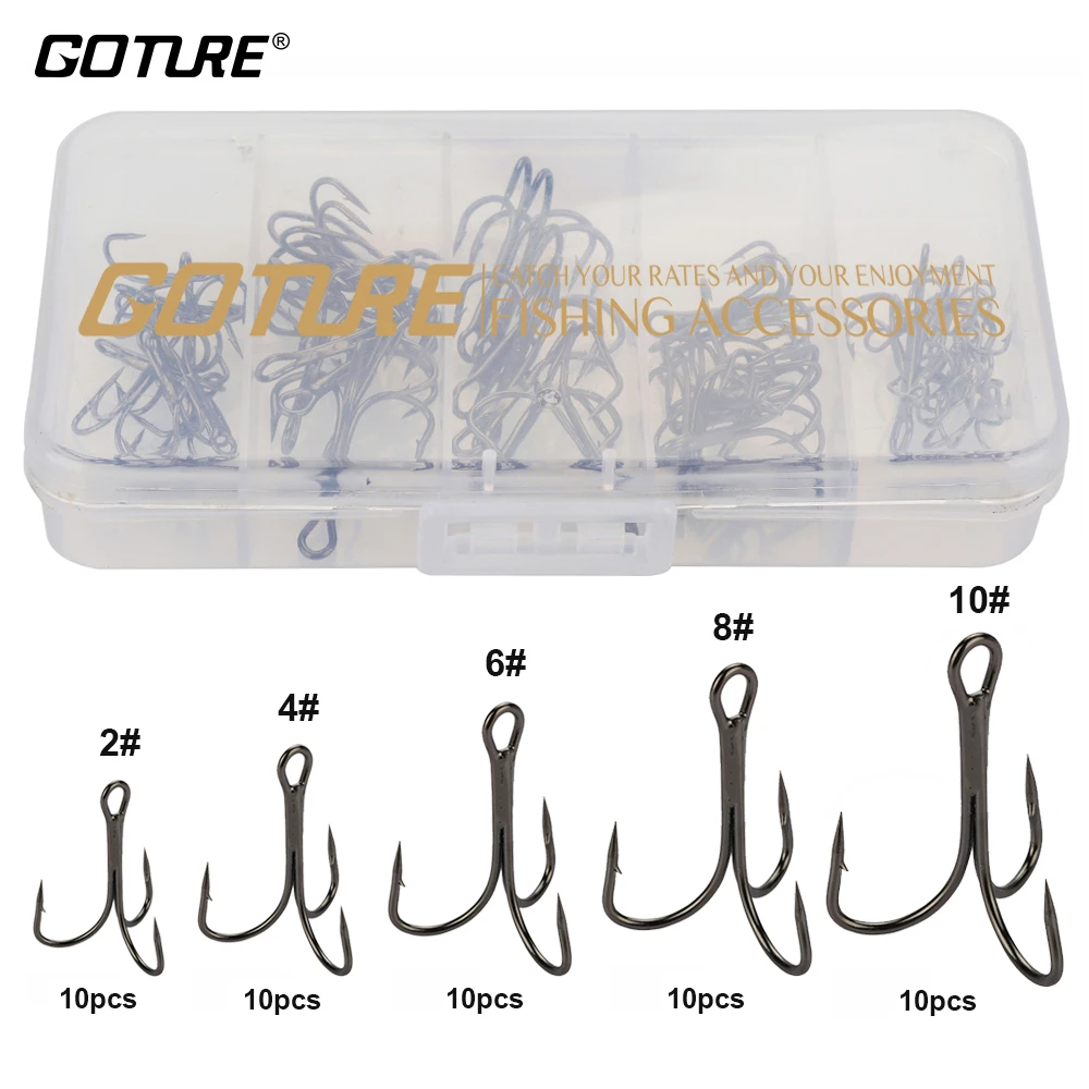 US_ 50Pcs Fishing Hook Carbon Steel 2 4 6 8 10 Treble Jig Hook Fishhook Tackle H US_ 50Pcs Fishing Hook Carbon Steel 2 4 6 8 10 Treble Jig Hook Fishhook Tackle H