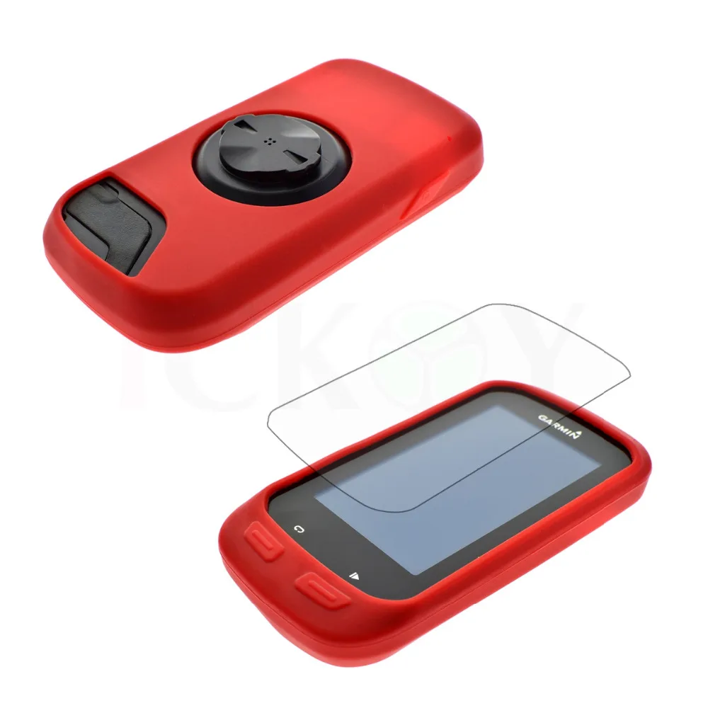 

Protect Silicone Rubber Red Skin Case + LCD Screen Cover Protector For Garmin GPS Edge 1000/Edge Explore 1000