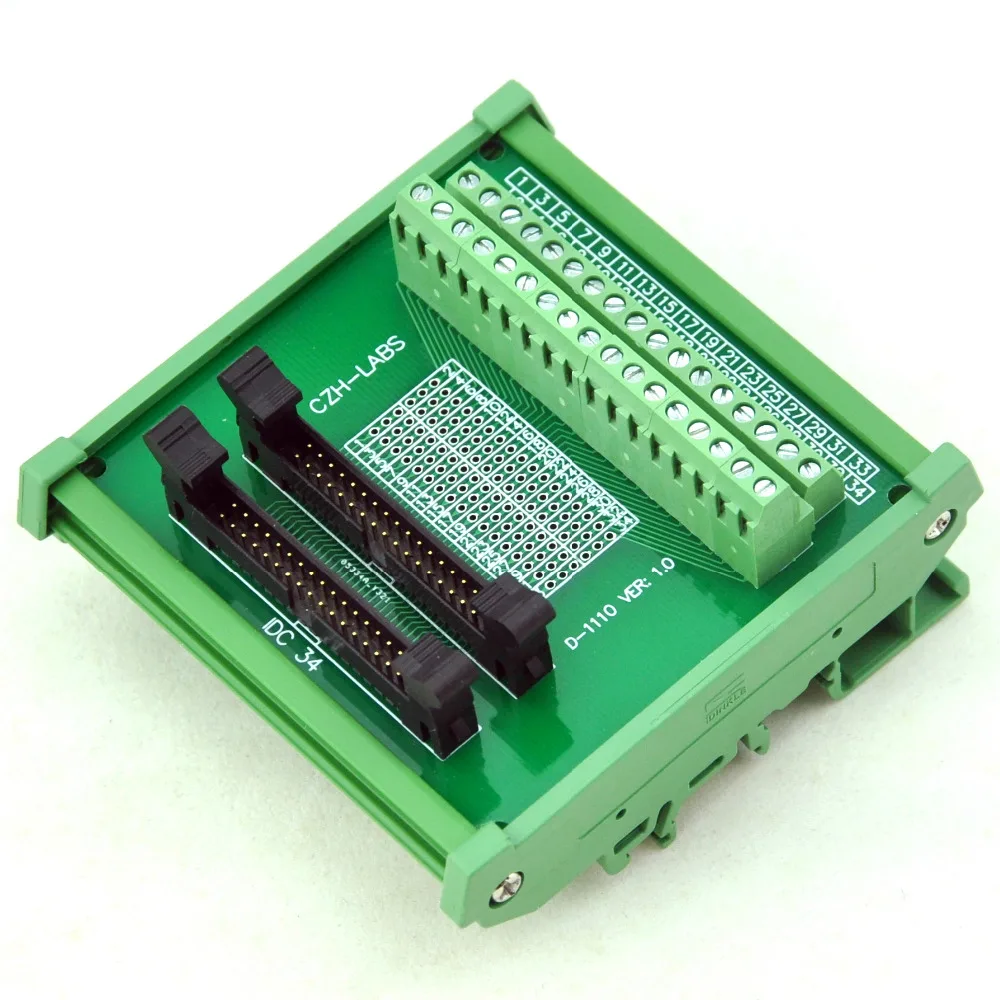 

DIN Rail Mount IDC-34 2x17pins 2.0mm Dual Male Header Interface Module.