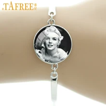 Tafree marca vintage marilyn monroe poster pulseira moda bonito estrela de cinema pulseiras manter a calma citações masculino feminino jóias ns422
