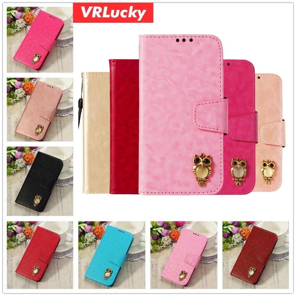 

VRLucky Owl Decorated Wallet Flip Phone Case For Samsung Galaxy S8 S9 Plus S6 S7 Edge J3 J5 J7 2016 2017 Prime A8 Plus Note 8