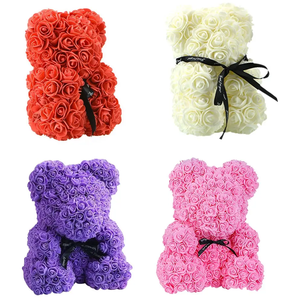 

2019 Valentine's Romantice Artificial Rose Bear PE Rose Gift Teddi Bear For Wedding Party Creative DIY PE Rose Doll