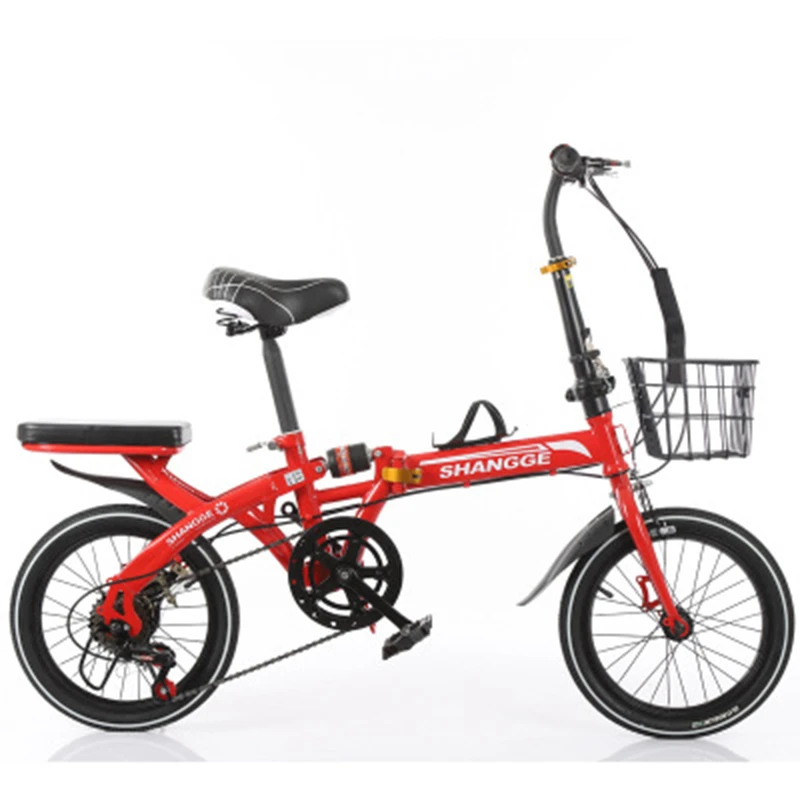 Sale Folding Bicycle 16-Inch Three-Knife Single-Speed Disc Brake Men And Women Ultra-Light Student Portable Bicycle 4