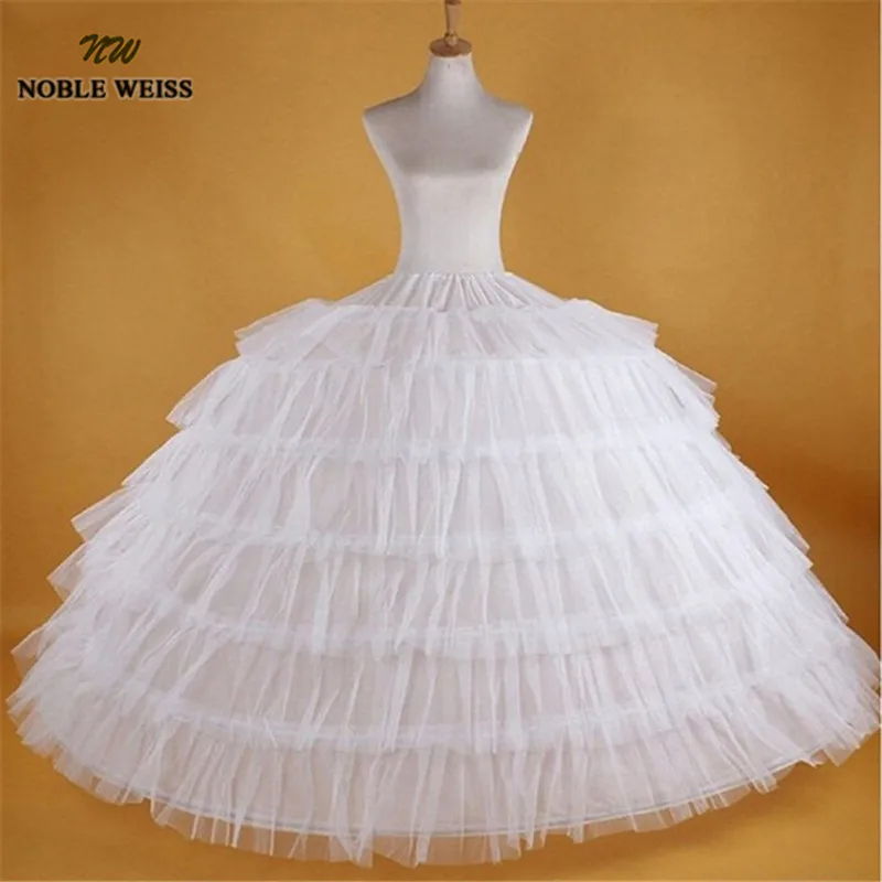 

NOBLE WEISS Big White Petticoats Super Puffy Ball Gown Slip Underskirt For Wedding Formal Dress Brand 7 Hoops Long Crinoline