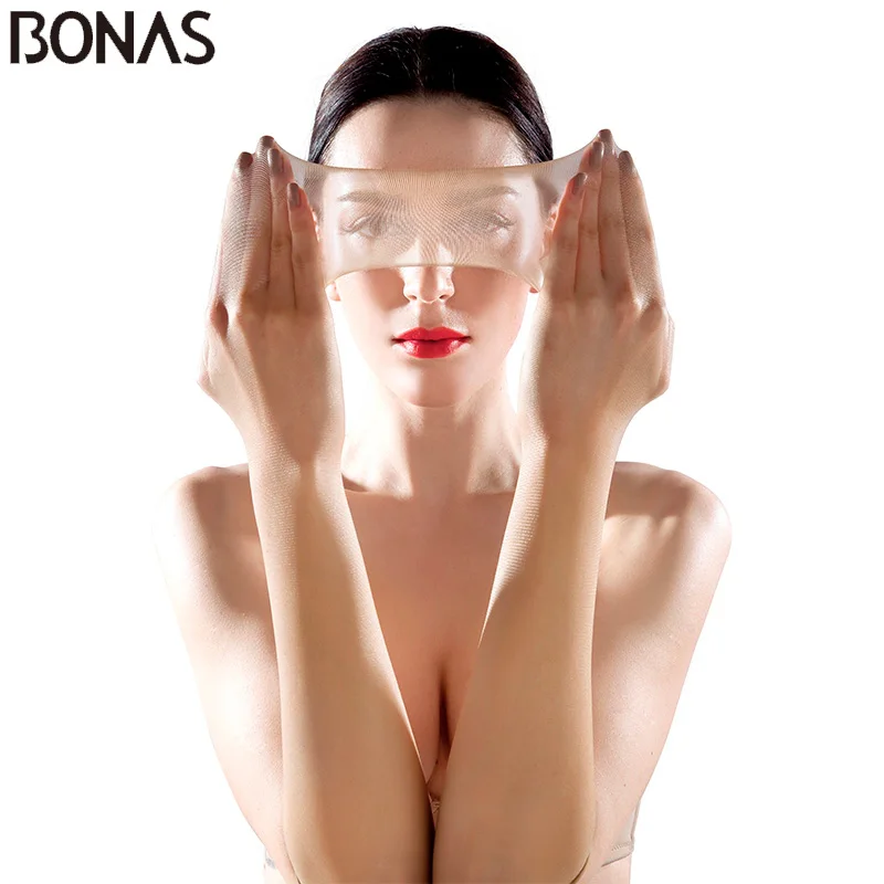 Женские нейлоновые колготки BONAS 15D черные облегающие с высокой эластичной