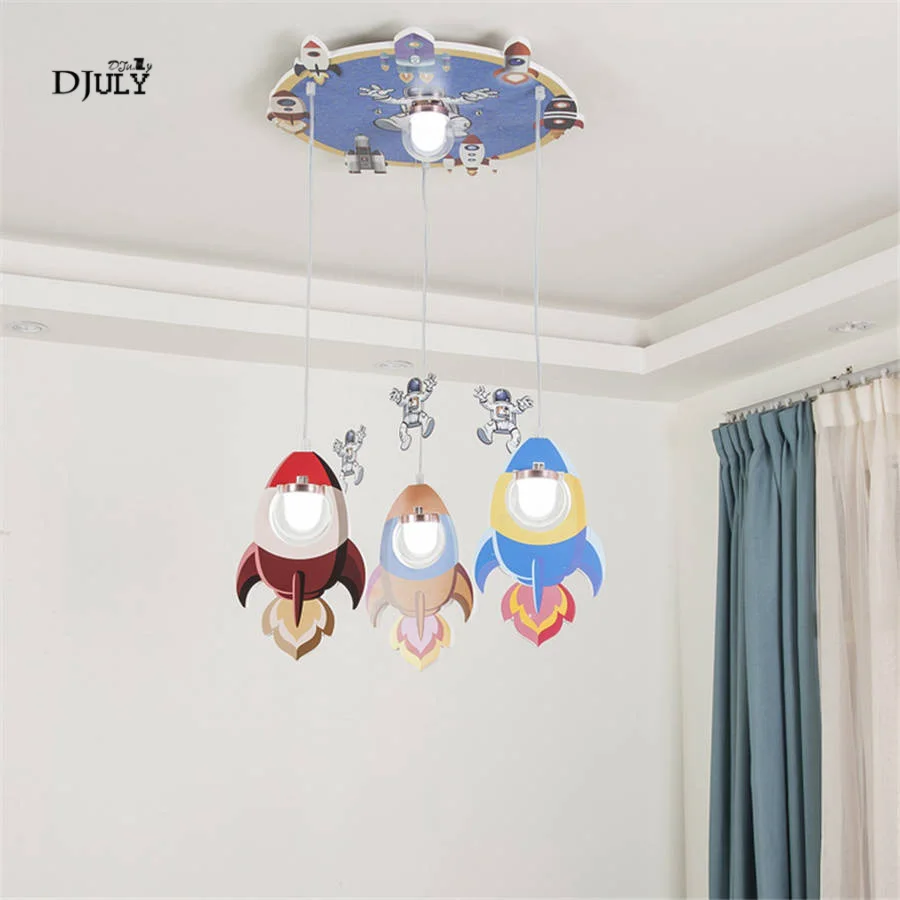 

Children cute Rocket plane led wood pendant lights for living room boys bedroom study home deco hanging lamp kids light fixtures