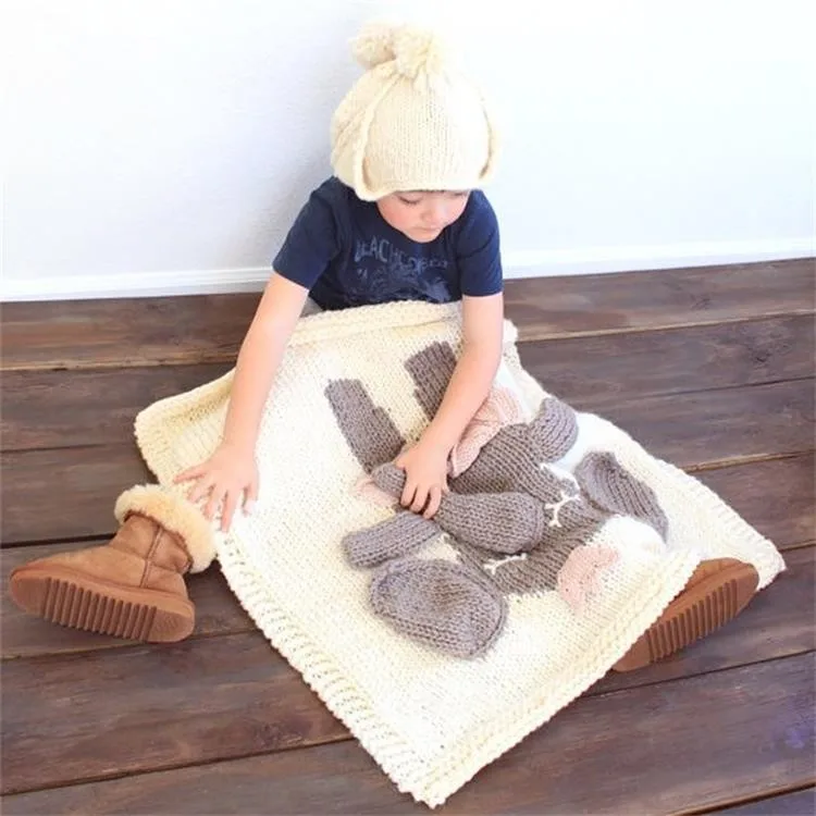 Ins Bobo Chose Европа хорошее качество мода детские Лев овец слон узор хлопка вязание одеяло для новорожденных пеленание