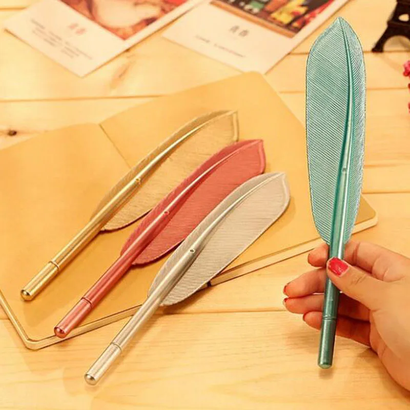 20pcs/lot Hot Sale Creative Feather Shape Ballpoint Pen High Quality