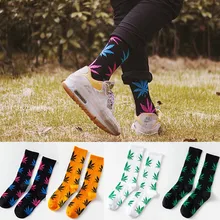 Классные бамбуковые летние женские и мужские забавные короткие носки из конопли Meias, длинные носки с Кленовым листом, хлопковые носки с травкой, белые и черные носки