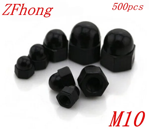 500pcs M10 cap nuts black nylon plastic decorative nutin Nuts from