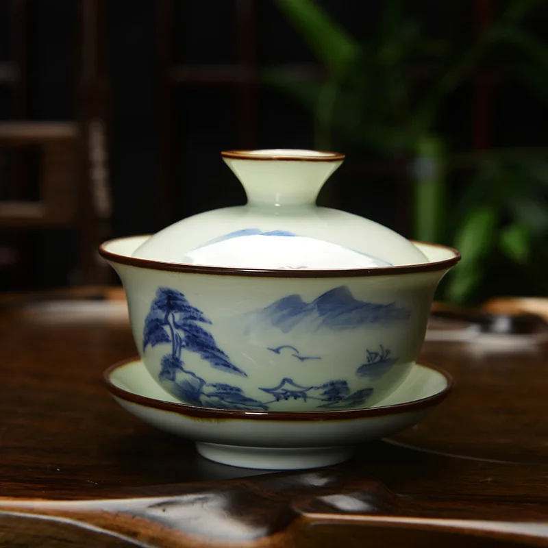 [GRANDNESS] чайный сервиз Gaiwan с ручной росписью из фарфора кунг-фу Gaiwan Jingdezhen 150 мл, чайный сервиз Gaiwan, чайный горшок кунг-фу