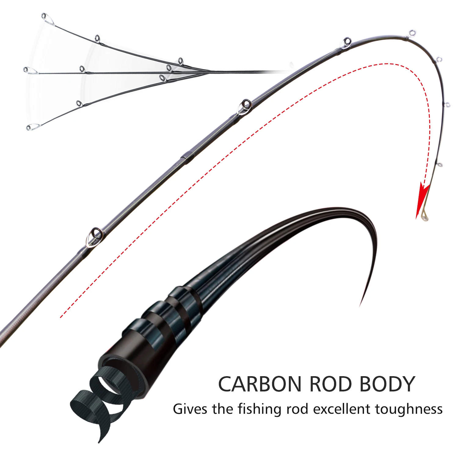 2.1 vara de pesca de carbono com