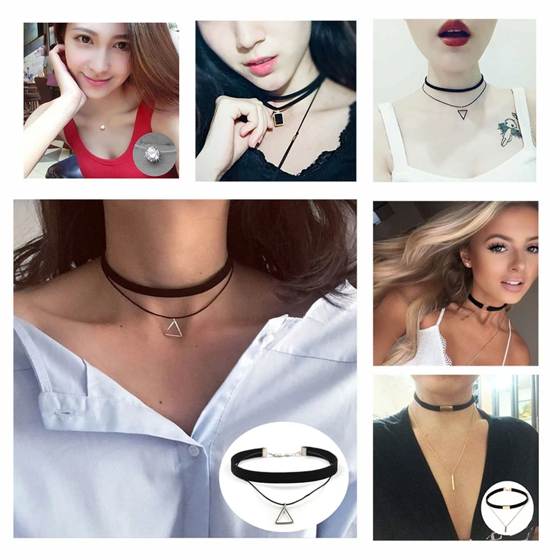 2018-fashion-style-Choker-Necklace-Black-Lace-Leather-Velvet-strip-women-Collar-Party-Jewelry-Neck-accessories