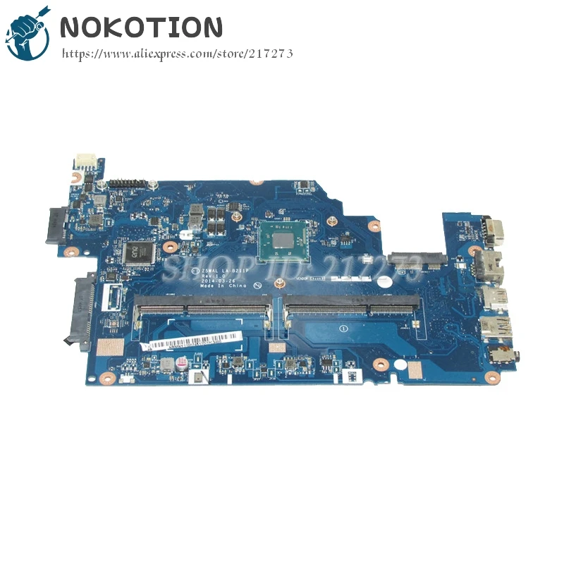 

NOKOTION Z5WAL LA-B211P NBMNY11002 NB.MNY11.002 Laptop motherboard For Acer aspire E5-511 PC Main Board SR1YV N2940 DDR3L