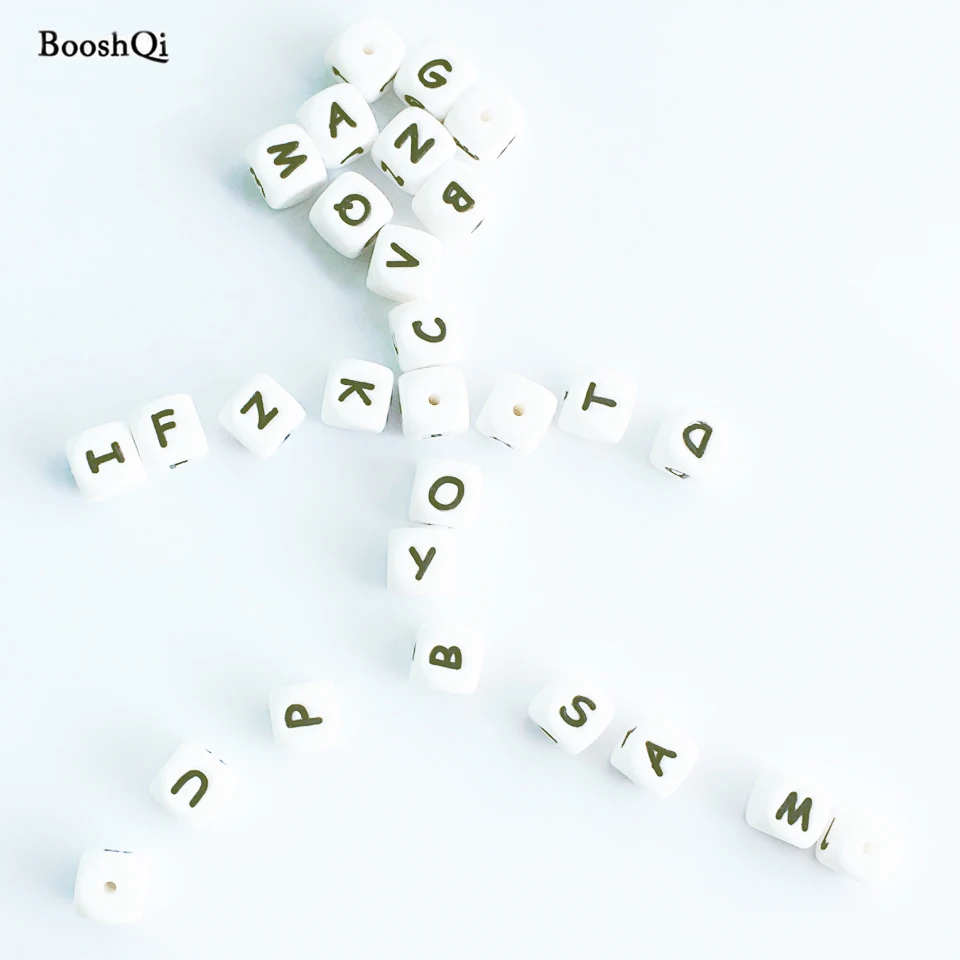 10pcs Silicone Letter Beads font b Baby b font Teether for Any Name on Pacifier Chain