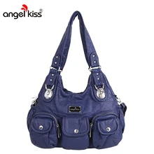 Бренд Angelkiss PU сумочки с эффектом потертости женские сумки на плечо Женская Сумочка для женщин высокого качества через плечо вместительные сумки Feminina