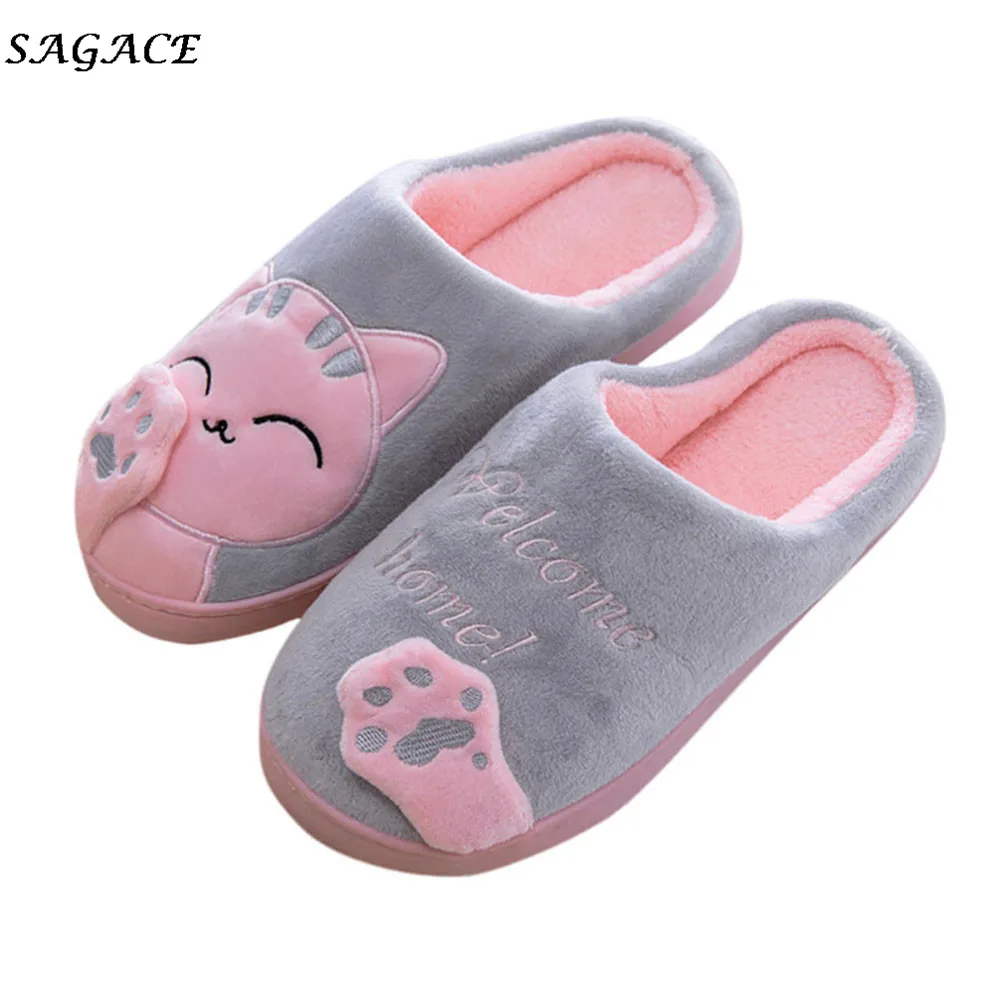 

SAGACE Shoes Spring Summer Slippers Womens Ladies Cotton Slip On Cartoon Floor Slippers Indoor 1cm Winter Home Bedroom Shoes