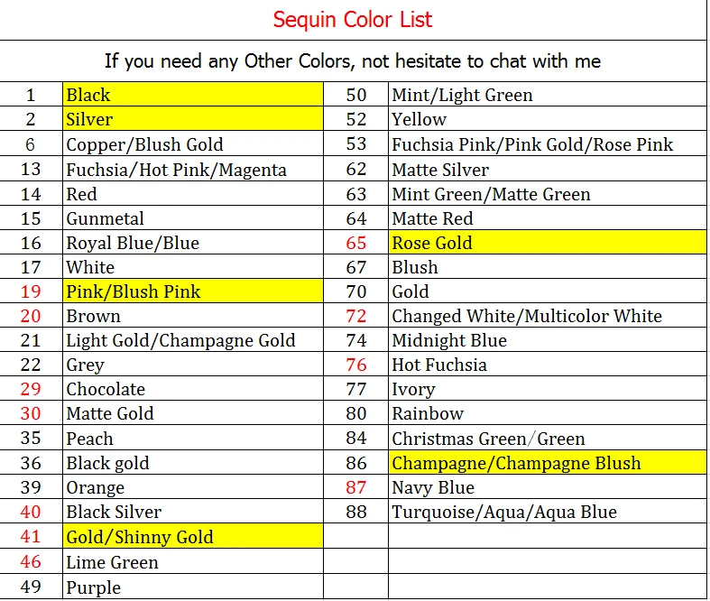 color list