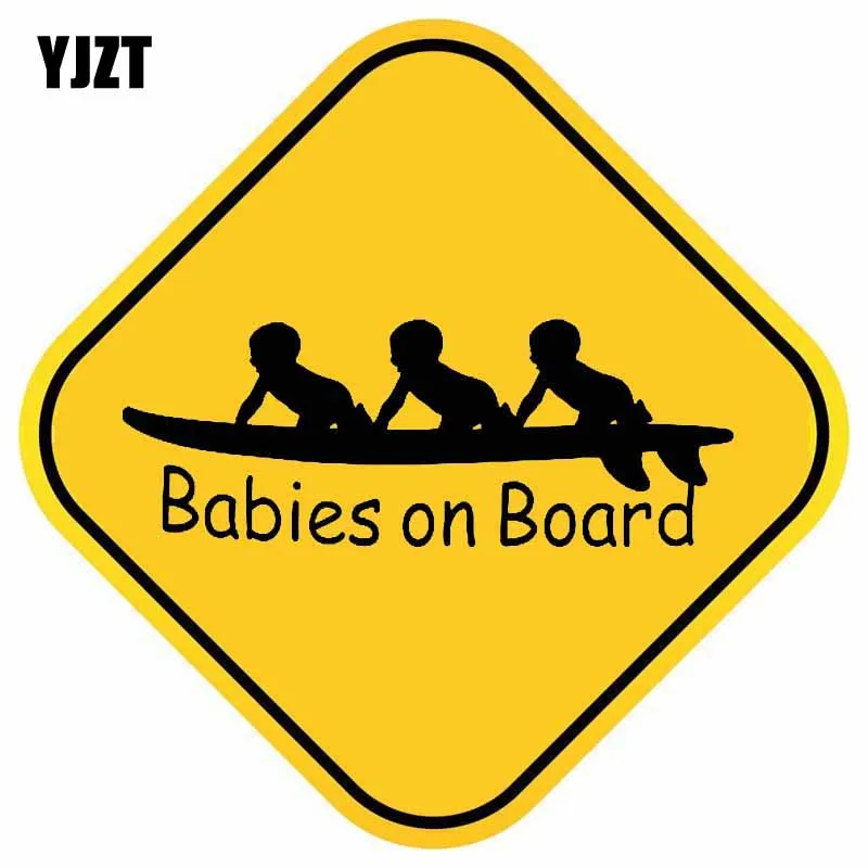 

YJZT 14CM*14CM Babies On Board Warning Decal PVC Triplets Car Sticker 12-40332
