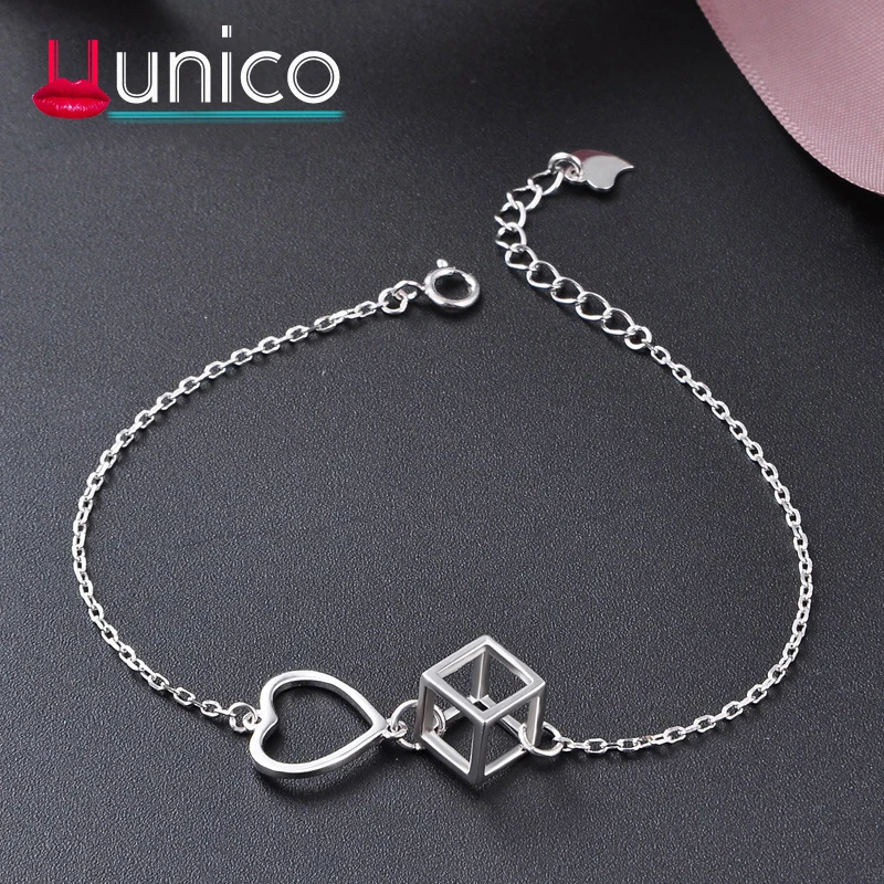 UUNICO 2018 trend Fashion Lady Creative Bracelet Heart-Shaped AAA+ Zircon Birthday Gift low price promotion | Украшения и