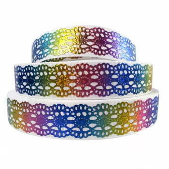 

1'' 25mm Geometric patter laser gold printed polyester ribbon 50 yards,DIY handmade materials,wedding gift wrap,50Y52779