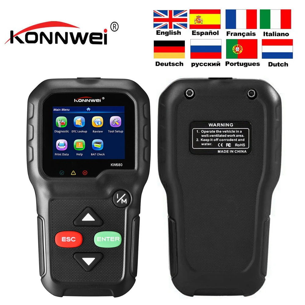 Оригинальный считыватель кодов KONNWEI KW680 OBD2 кВт 680 автоматический сканер