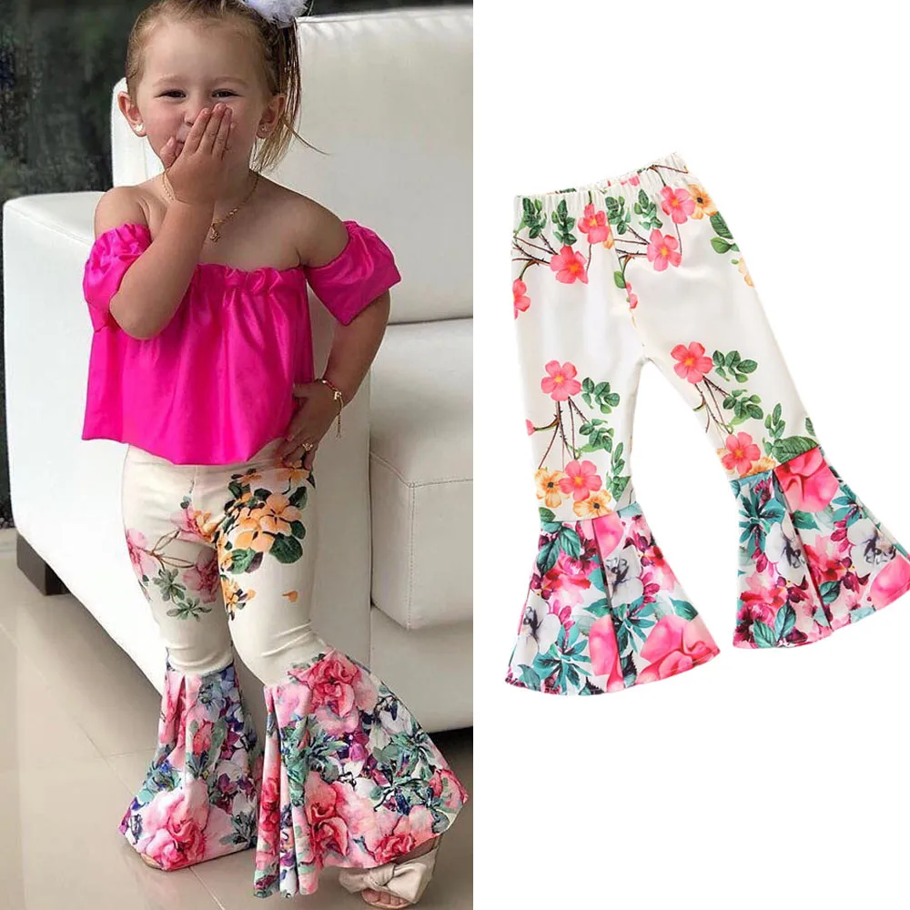 

Casual Toddler Kids Baby Girls Flower Flora Print Bell-Bottoms Pants Leggings Pants pudcoco Toddler Kid Child Baby Girls pant