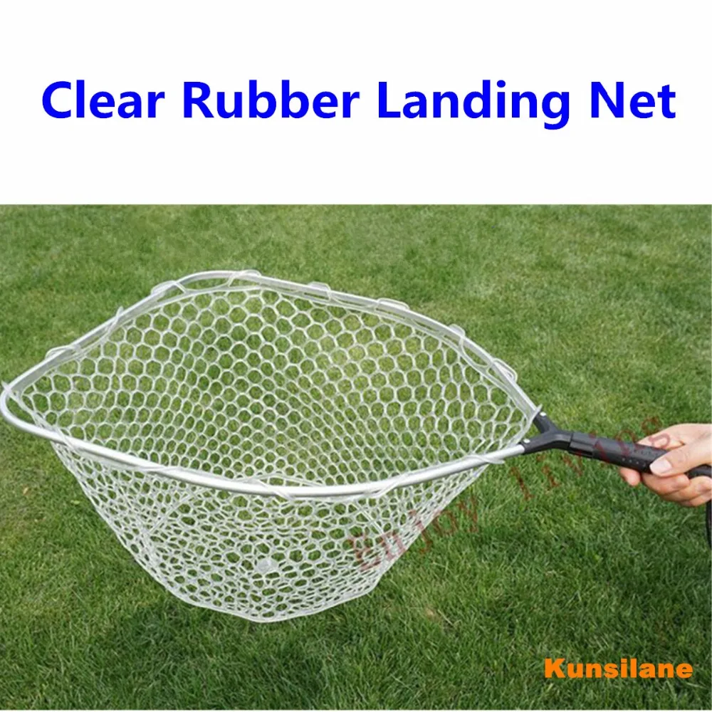 Rubber Mesh Landing Net with Removable / Replaceable Handle Kayak Hand