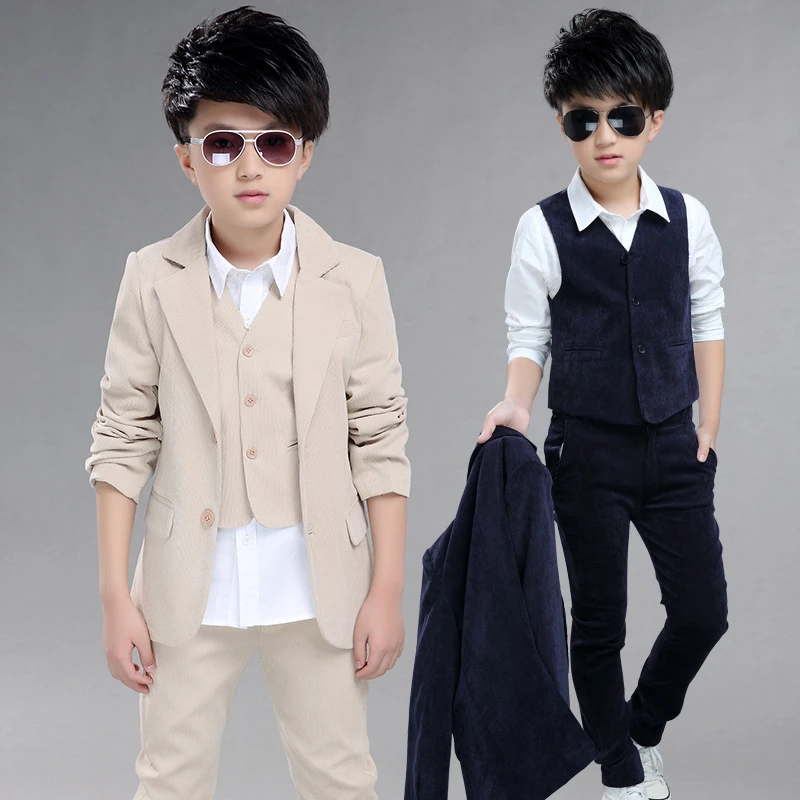 Trajes de chaqueta grande para niños para bodas chaleco + Pantalones 3 unids/set traje matrimonio niños chaqueta Formal ropa EB078|Trajes| - AliExpress