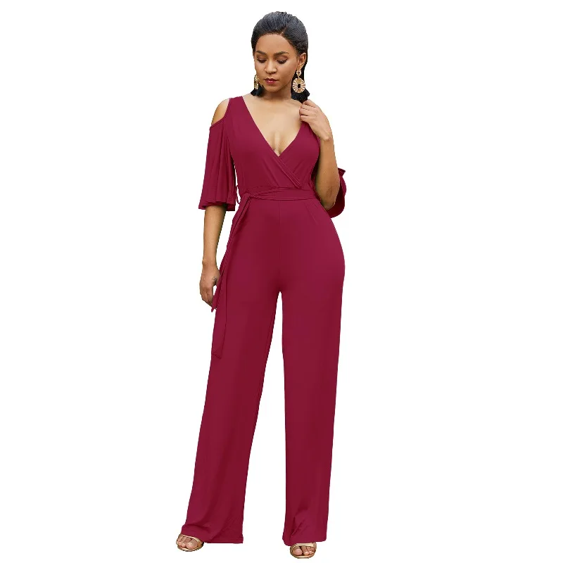 iRicheraf Fashion rompers womens jumpsuit Women's Clothing Solid High Street Loose jumpsuits Wine Red Black Yellow Top Quality
