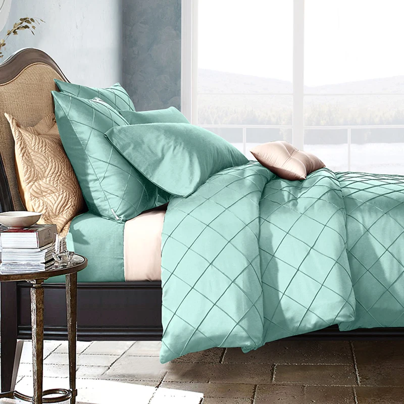 luxury bedding set European embroidery washed silk bedding set 6 pieces