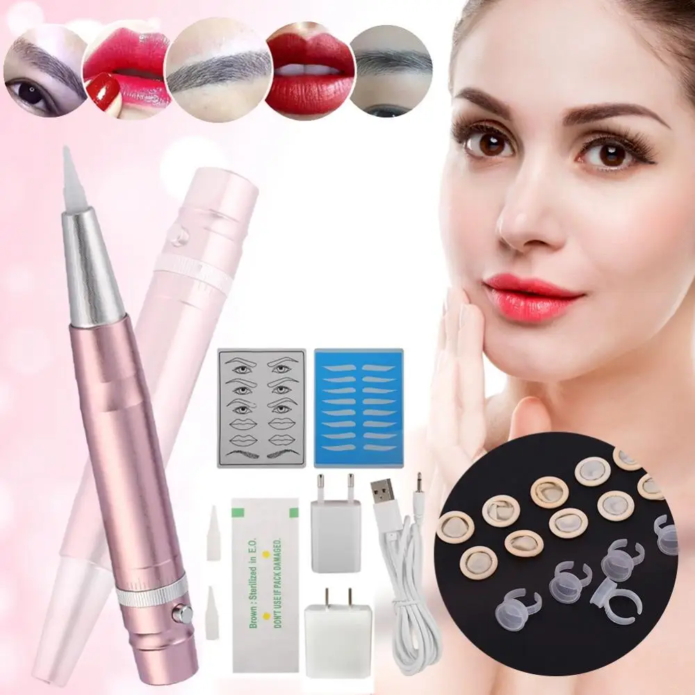 

Multi-Function Eyebrow Lip Eyeliner Tattoo Pen Kit Microblading Permanent Makeup Set with Needles Tattoo Machine Power Set