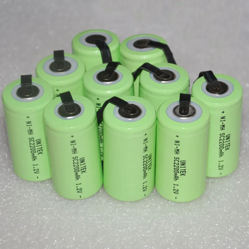 10-16 шт Sub C SC 1,2 V аккумуляторная батарея 2200mah Ni-MH nimh ячейка с вкладкой для сварки штифтов для пылесоса электрическая дрель