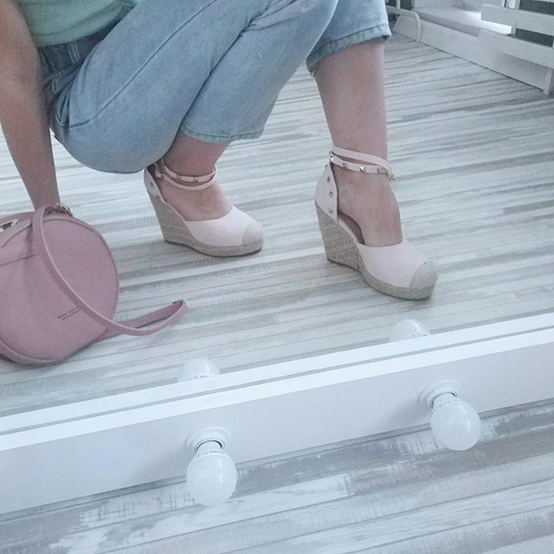 ANNYMOLI/женские сандалии с заклепками на платформе; туфли на высоком каблуке; Espadrille; Летние пикантные сандалии с ремешками на лодыжках в богемном стиле; размеры 34-43