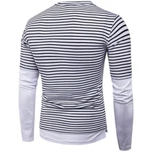 Мужские простые полосатые топы с длинными рукавами, облегающие хлопковые полосатые Лоскутные Топы, мужские круглые бейсбольные майки