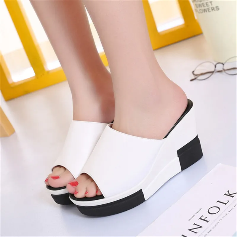 

HEE GRAND Platform Sandals Women Shoes Ladies Summer Mid-Heeled Sandal Slippers Peep Toe Sandals Flip-flops Female shoes XWT1814