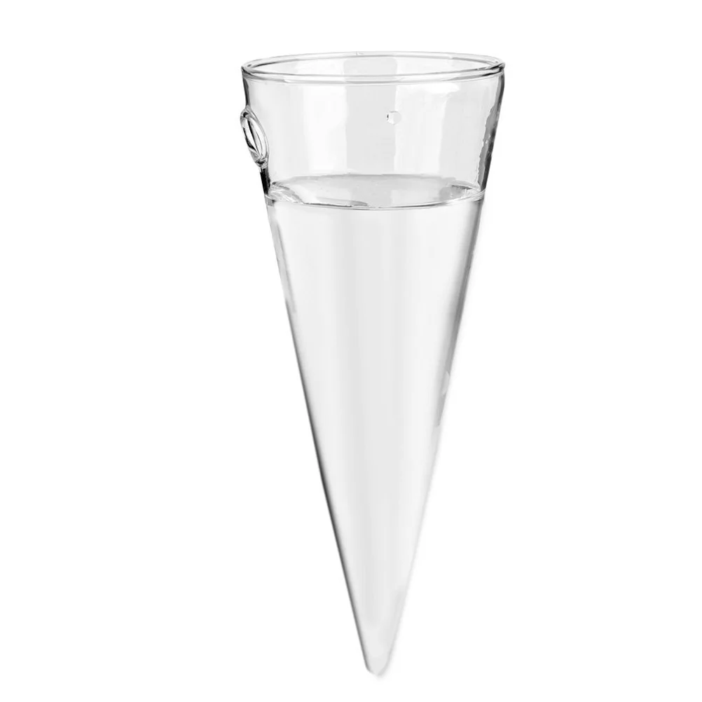 

Circular Cone Glass Wall Hanging Vase Bottle for Plant Flower Decor Clear