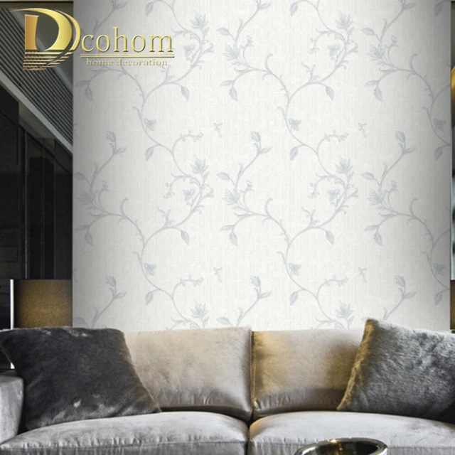 Waterproof Luxury Gray Gold Flower Textured Wallpaper 3D Vinyl Floral Embossed Blossom Wall