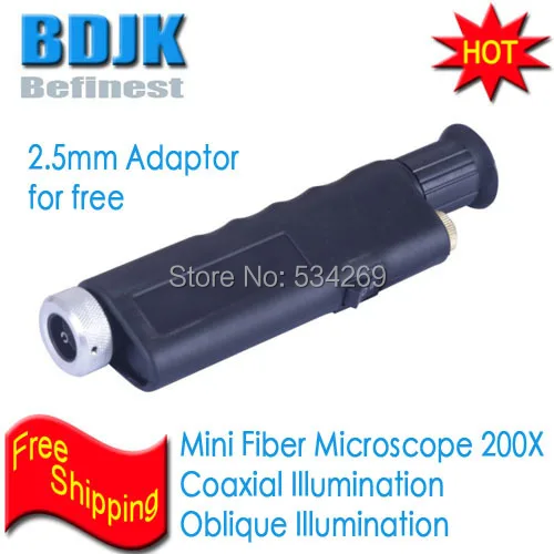

200X Mini Optical Inspection Fiber Magnifier with Dual Illumination Coaxial and Oblique Including 2.5mm Adaptor