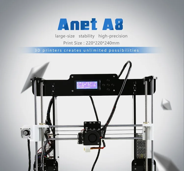 Anet A8 Авто A8 дешевый 3d принтер Высокая точность Reprap Prusa i3 3d принтер комплект DIY с 10 м PLA нити Stampante 3d принтер