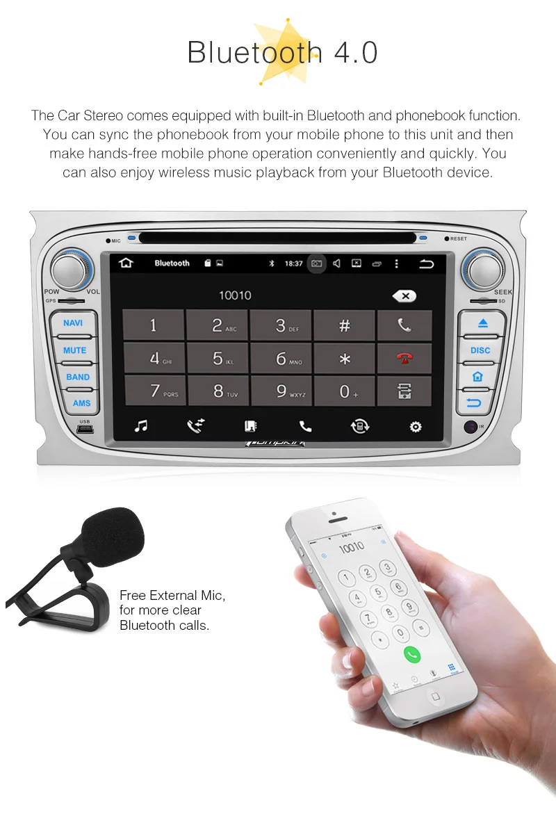 Sale Pumpkin2 Din 7"Android 8.0 Car DVD Player GPS Navigation Qcta-Core 4G RAM Car Stereo For Ford Focus/Mondeo Wifi 4G OBD2 Headunit 16