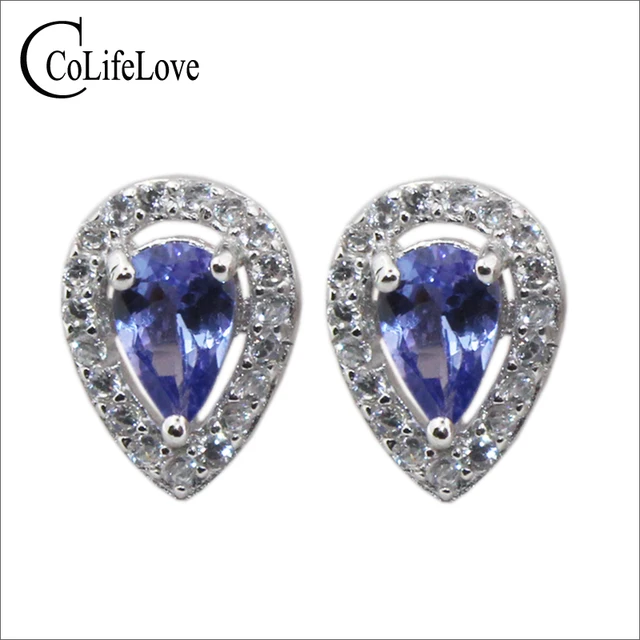 Clic Silver Tanzanite Jewelry 4 Mm 6 Natural Pear Cut Clic Silver Tanzanite Jewelry 4 Mm 6 Natural Pear Cut Stud Earrings Solid